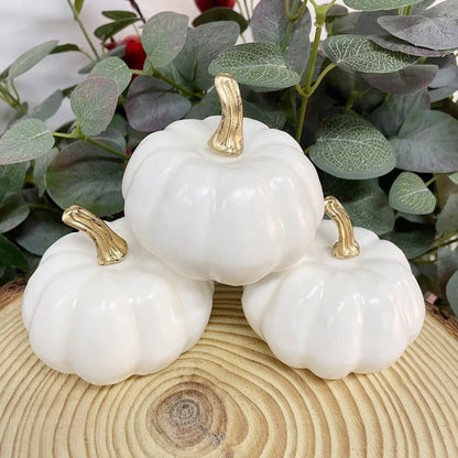 TETOU 12pcs Mini Pumpkins Artificial White Foam Pumpkins for Home Table Centerpiece Fall Thanksgiving Halloween Decoration Crafts
