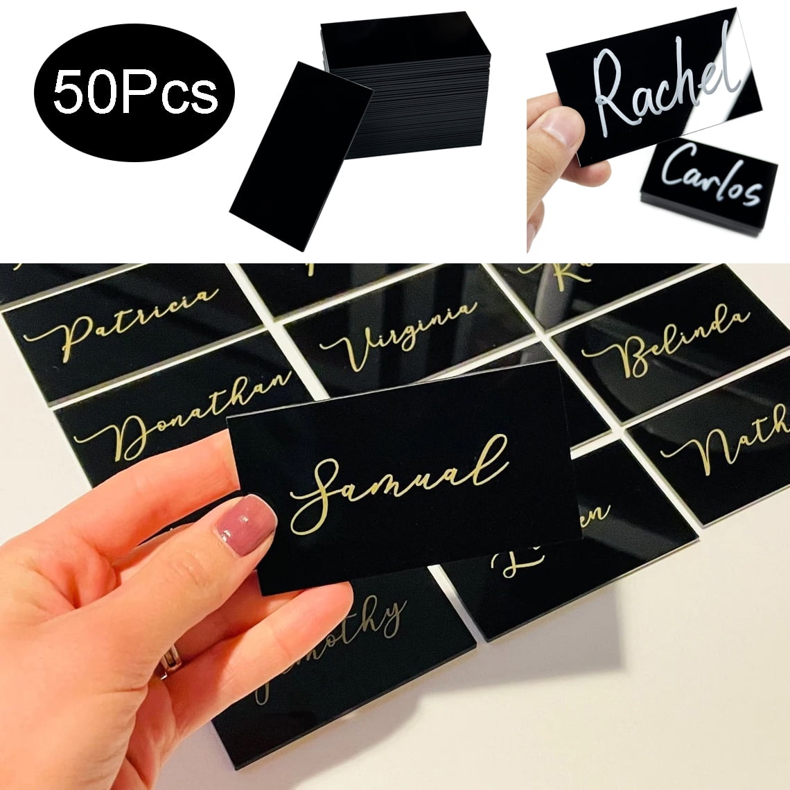 50Pcs Black Acrylic Table Place Card for Wedding DIY Table Seating Cards Wedding Supplies Decoration