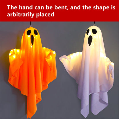 TETOU Hallowe'en LED Hanging Ghosts, 19.68" Cute Glowing Flying Ghost for Hallowe'en Party Front Yard Patio Lawn Garden Holiday Decor - Orange