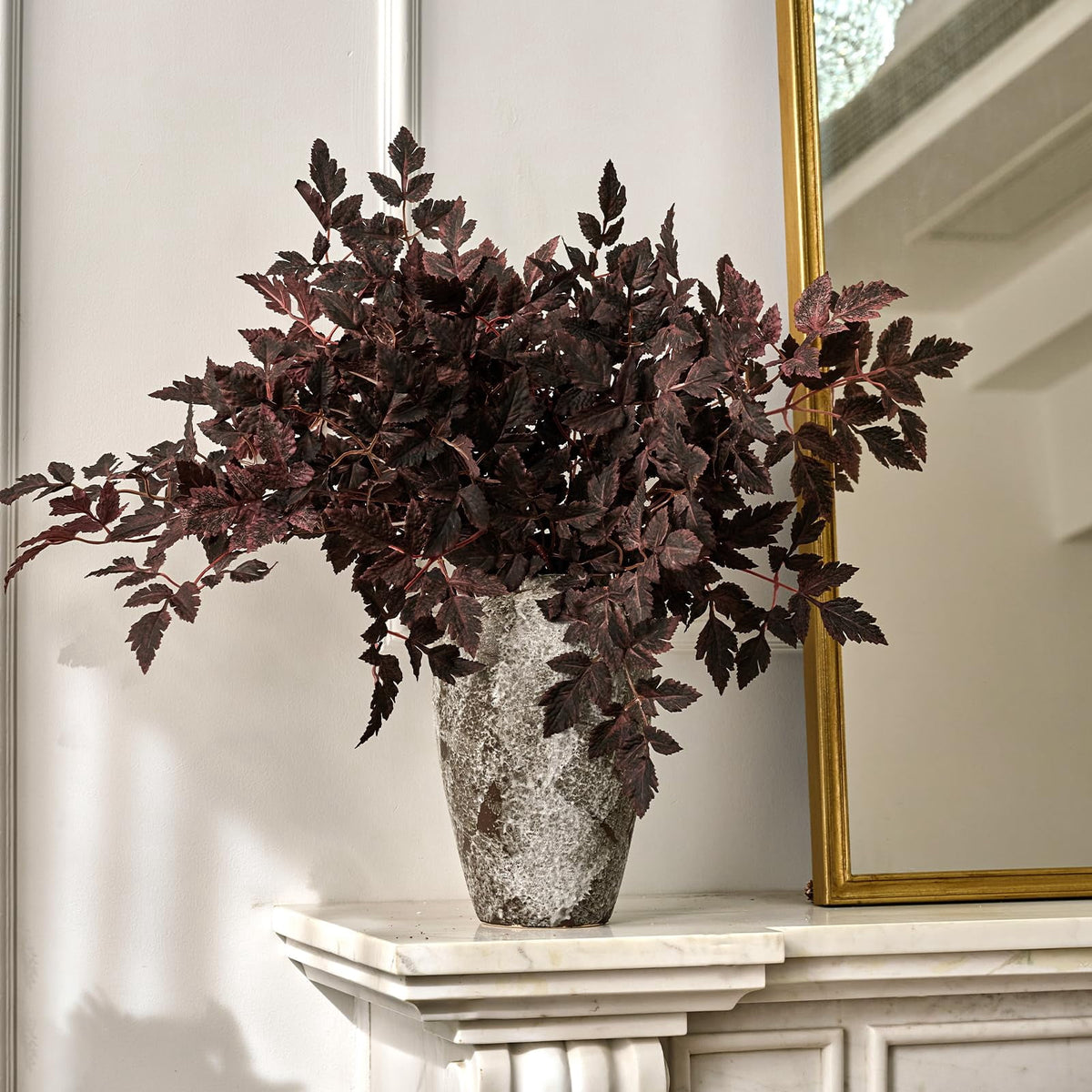 TETOU 3 Pcs 32" Artificial Cimicifuga Plant Leaf Stems,Fall Faux Plum Cimicifuga Ramosa Leaf Branch for Autumn Harvest Halloween Home Vase Wedding Farmhouse Table Mantel Decor