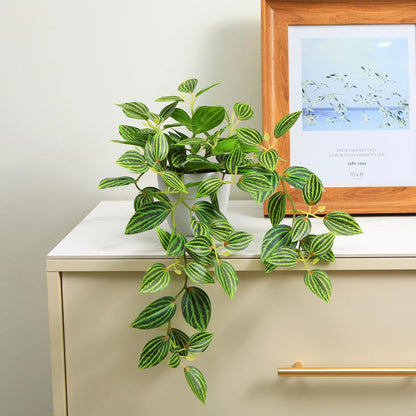 TETOU 15.7" Hanging Vine Plant with Pot Artificial Watermelon Greenery Leaves Faux Plant for Home
