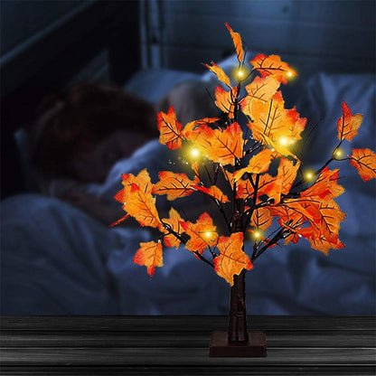 TETOU Artificial Fall Lighted Maple Tree Battery Operated 24 LED Thanksgiving Decorations Table Lights for Wedding Party Gifts Indoor Outdoor Autumn Harve'st Home Decor