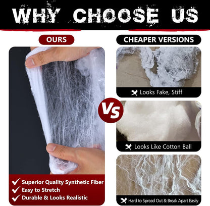 TETOU Spider Webs Hallowe'en Decorations Bonus, 300g Super Stretch Cobwebs for Hallowe'en Indoor and Outdoor Party Supplies - White