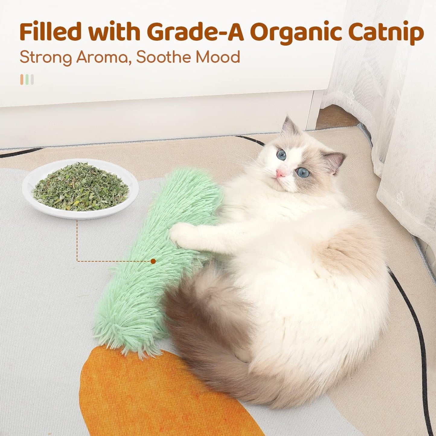 TETOU 3pcs Catnip Cat Pillows, Soft Plush Cotton Stuffed Pillows Interactive Cat Kicker Toys for Indoor Cats Promote Chewing Exercising