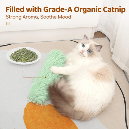 TETOU 3pcs Catnip Cat Pillows, Soft Plush Cotton Stuffed Pillows Interactive Cat Kicker Toys for Indoor Cats Promote Chewing Exercising