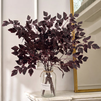 TETOU 6 Pcs 18" Artificial Cimicifuga Plant Leaf Stems,Fall Faux Plum Cimicifuga Ramosa Leaf Branch for Autumn Harvest Halloween Home Vase Wedding Farmhouse Table Mantel Decor
