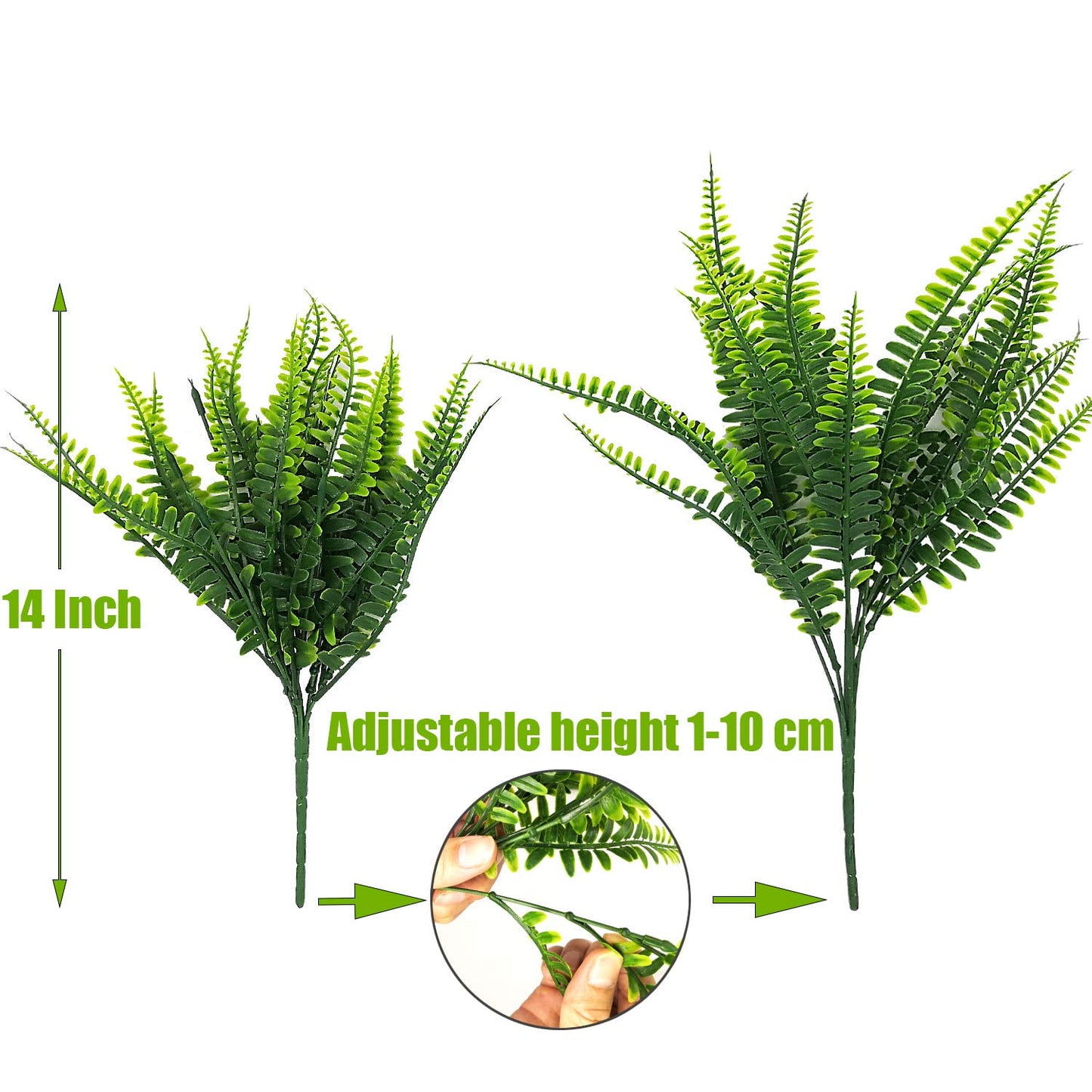 TETOU 4/8pcs Artificial Plants Fake Boston Fern Outdoor Greenery Hanging Ferns Wedding Garden Decor