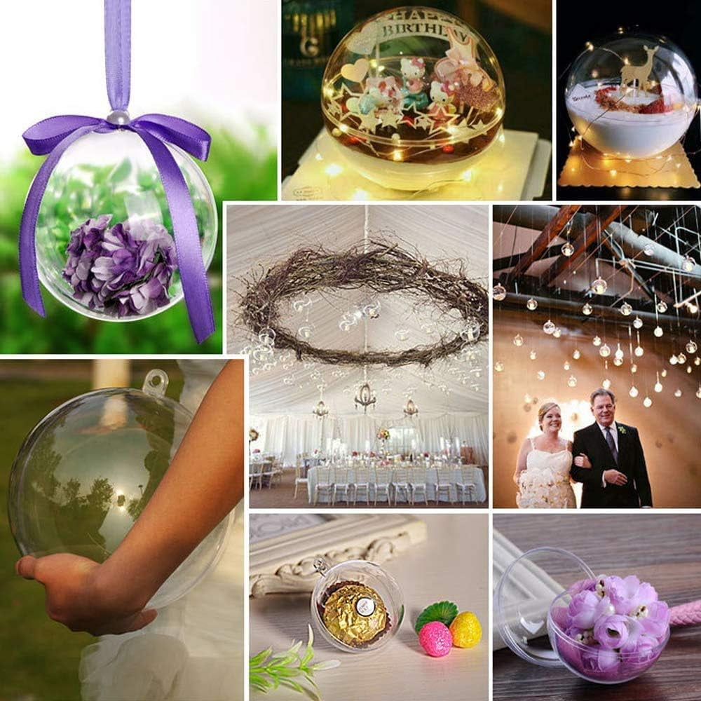 TETOU 20Pcs Christmas Ornaments Balls, 100mm Clear Plastic Fillable Ornament for Crafts, Clear Acrylic DIY Ornaments for Christmas Tree Holiday Wedding Party Home Hanging Decor