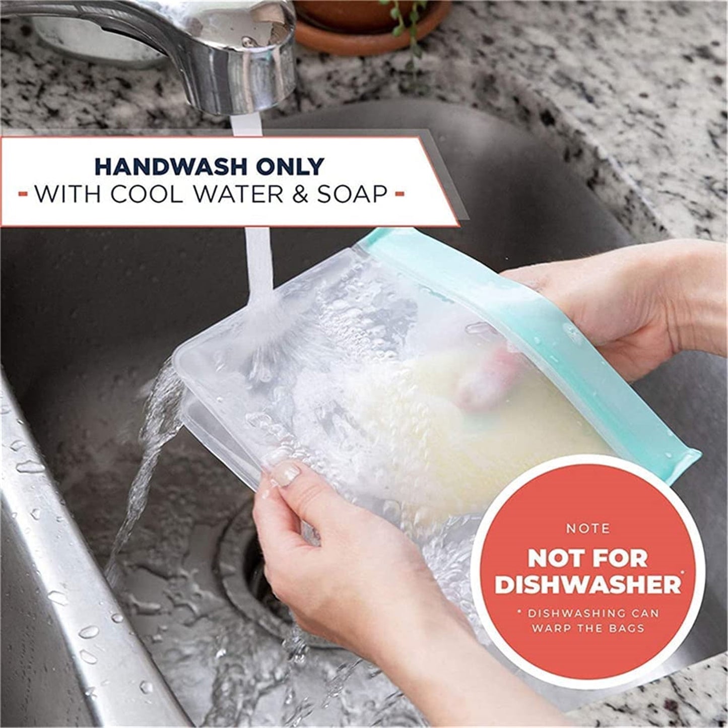 TETOU Stand Up Reusable Silicone Bag, Leakproof Ziplock Food Storage Bags PEVA Freezer Bags for Sandwich Snack Vegetable Meat Cheese Lunch Marinate Food Travel