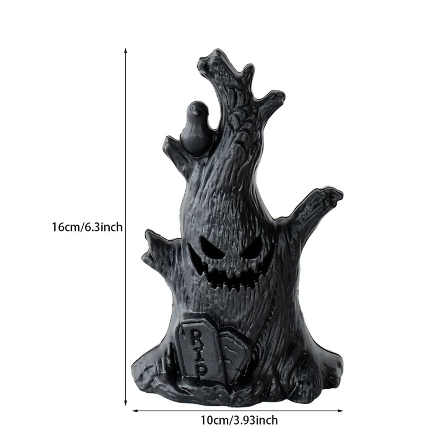 TETOU 3Pcs Halloween Ghost Tree Stump Light, Halloween Flameless LED Candle Holder Lights Battery Operated for Hallowe'en Party Table Home Spooky Decor - Black(Warm Light)