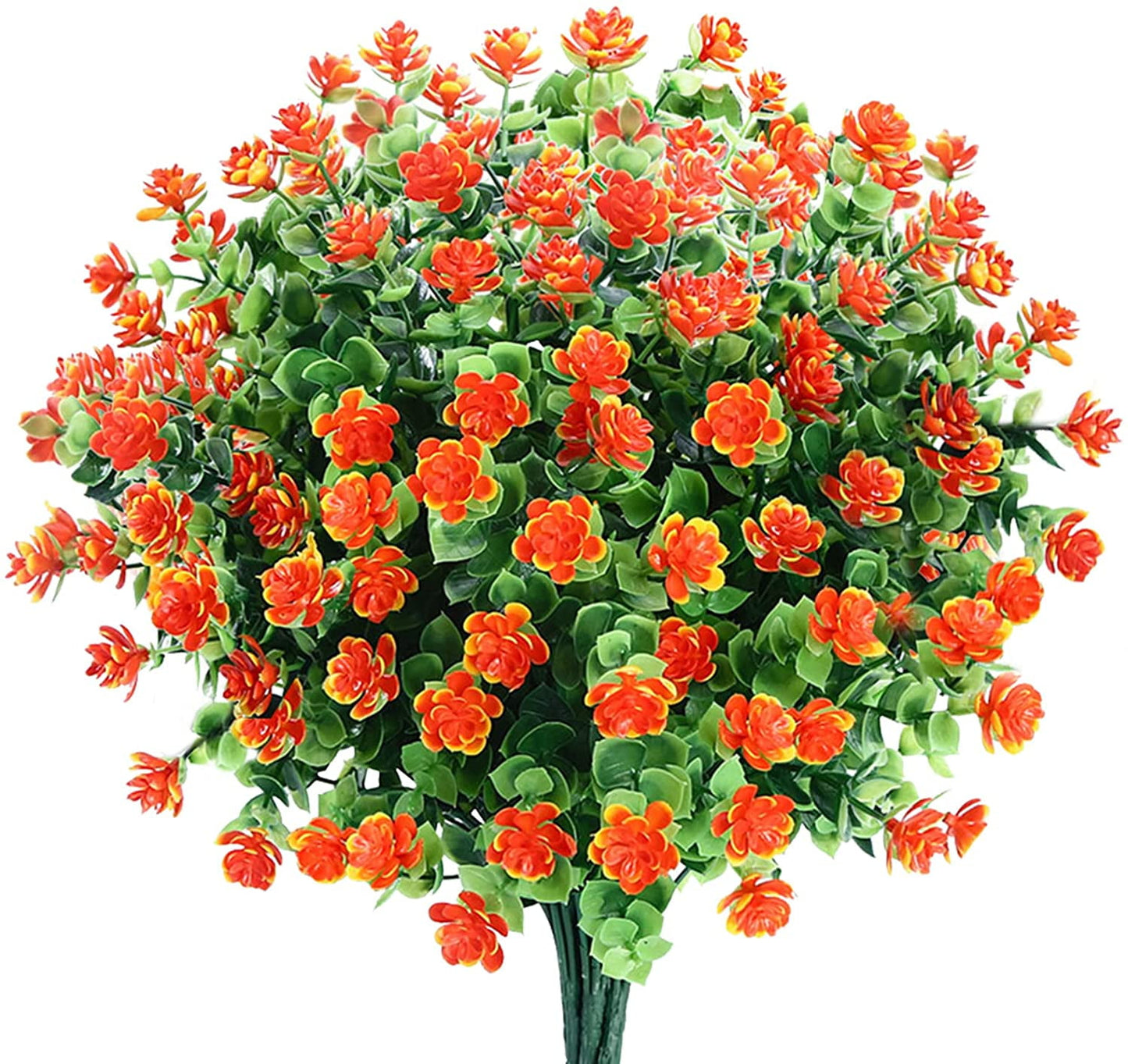 TETOU 6 Bundles Eucalyptus Camellia Artificial Flowers Outdoor Plastic Plants Decor - Yellow