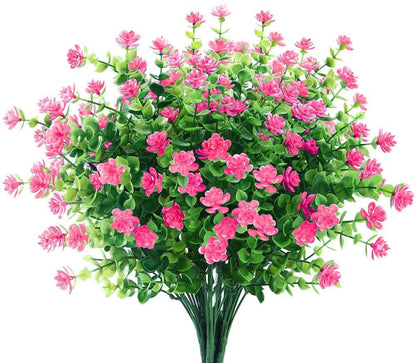 TETOU 6 Bundles Eucalyptus Camellia Artificial Flowers Outdoor Plastic Plants Decor - Yellow