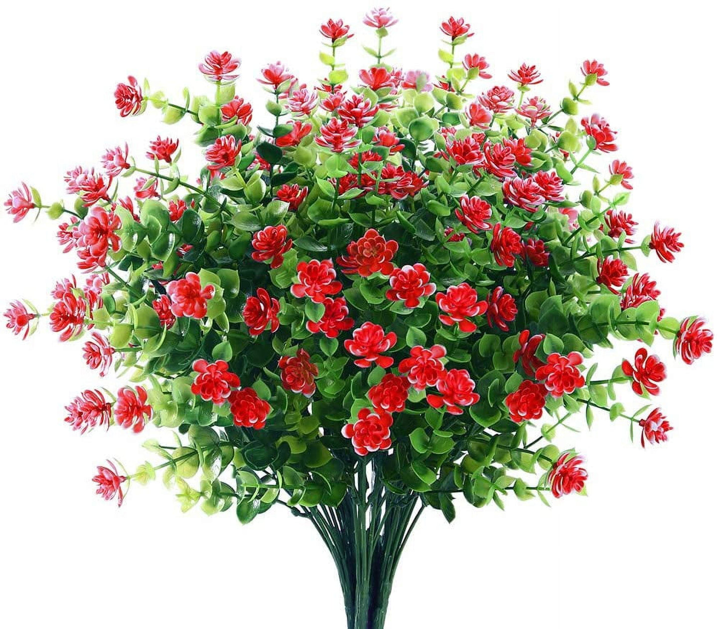 TETOU 6 Bundles Eucalyptus Camellia Artificial Flowers Outdoor Plastic Plants Decor - Yellow