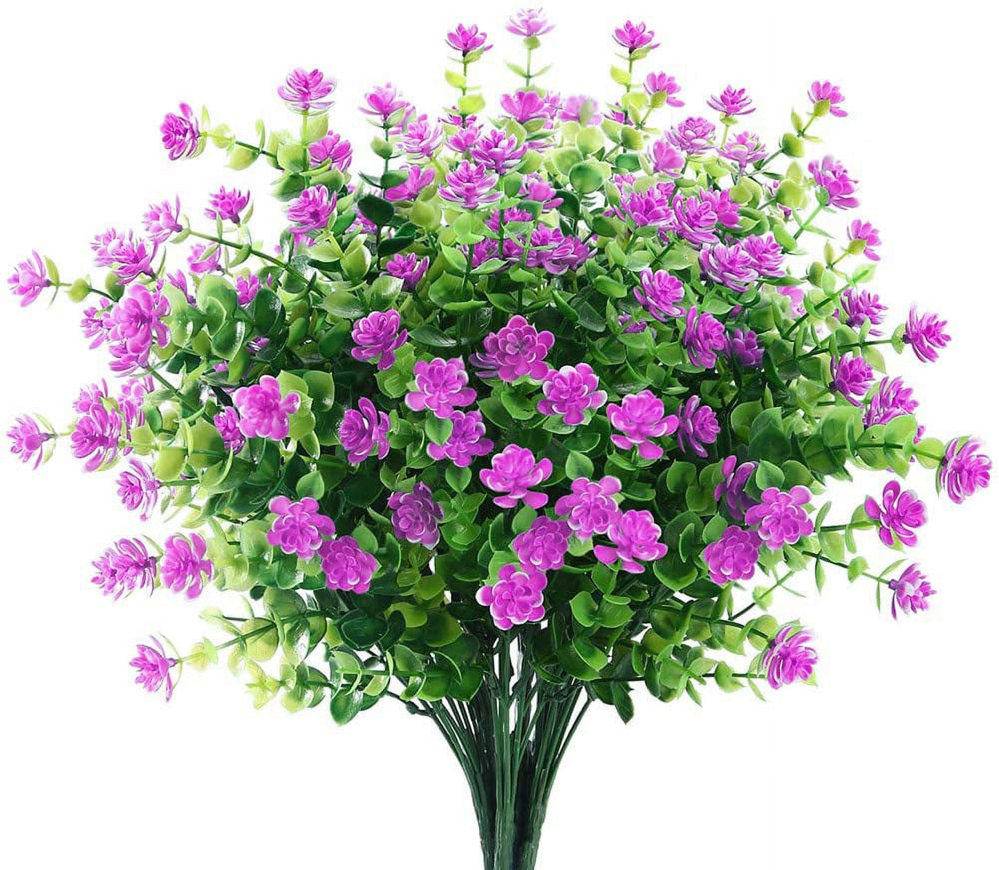 TETOU 6 Bundles Eucalyptus Camellia Artificial Flowers Outdoor Plastic Plants Decor - Yellow