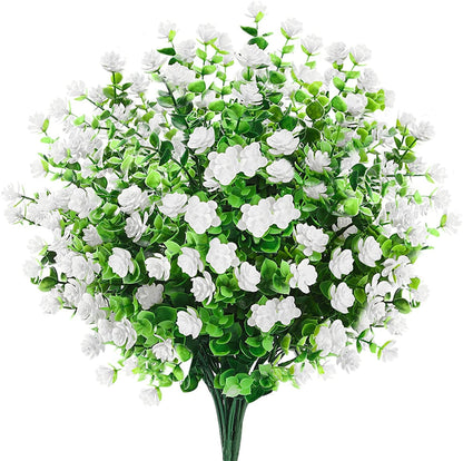 TETOU 6 Bundles Eucalyptus Camellia Artificial Flowers Outdoor Plastic Plants Decor - Yellow