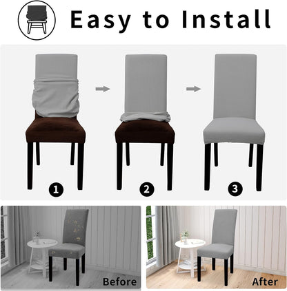 TETOU Waterproof Dining Room Chair Covers Stretch Jacquard Parson Chair Slipcover Chair Protector Restaurant Banquet Supplies