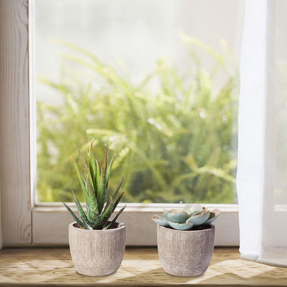 GUISANTO Fake Plants Artificial Succulent Plants Assorted Decorative Faux Succulent Potted Fake Cactus Cacti Plants Gray Pots, Set of 5