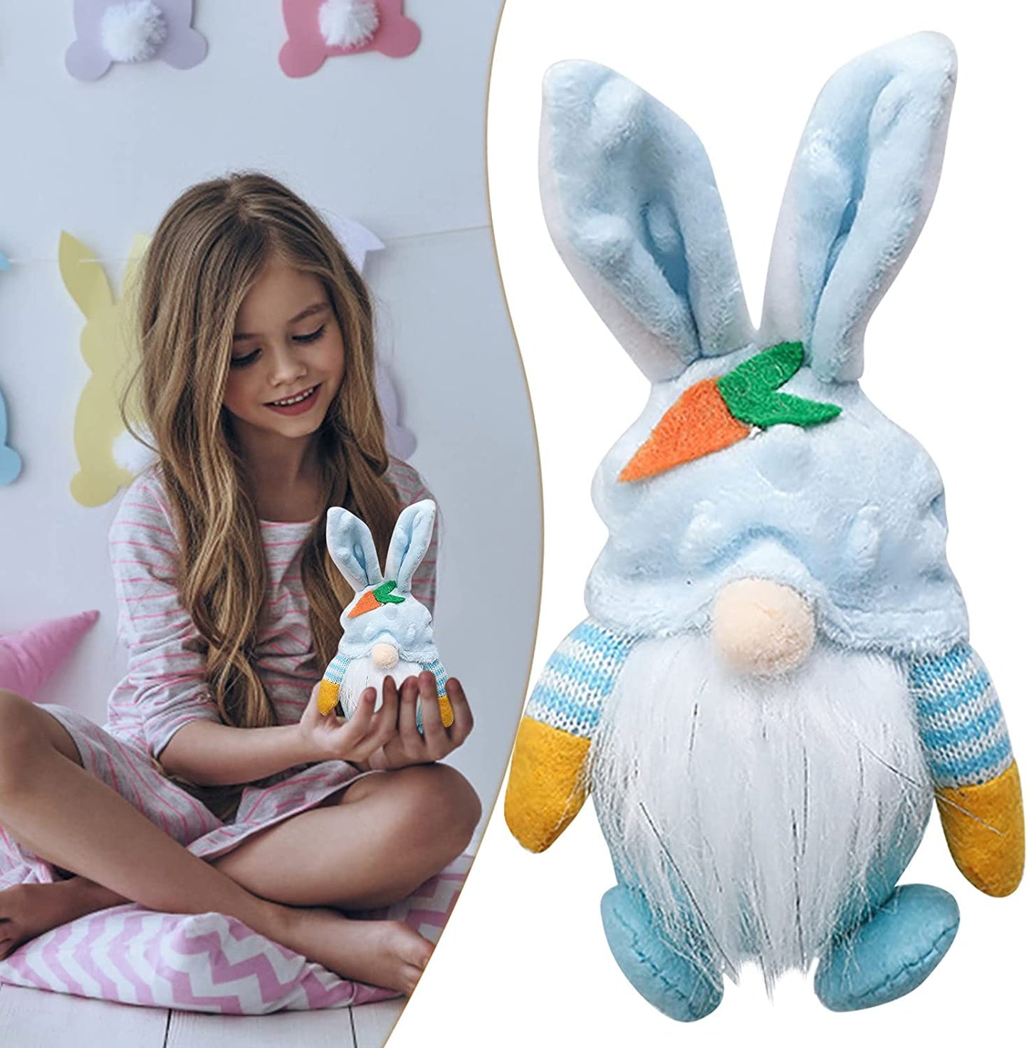 TETOU Easter Gnomes Plush 4pcs Bunny Swedish Tomte Elf Stuffed Doll Rabbit Kids Gift Home Ornament