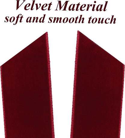 TETOU 12Pcs Burgundy Velvet Ribbon Christmas Bows Decorations,5x10 Inch Xmas Bows Ornaments for Christmas Tree Home Party Staircase Door Wreath Garland Fireplace Mantel Holiday Decor