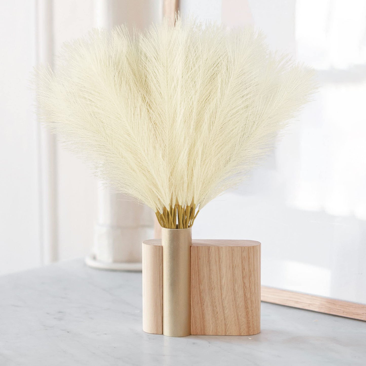TETOU 50pcs Faux Pampas Grass 21.65" Short Vase Filler Flower Arrangement Home Wedding Boho Decor