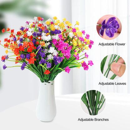 TETOU 10pcs Artificial Camellia Flowers for Outside UV Resistant Faux Flowers for Graveside Garden Home Wedding - Multicolor