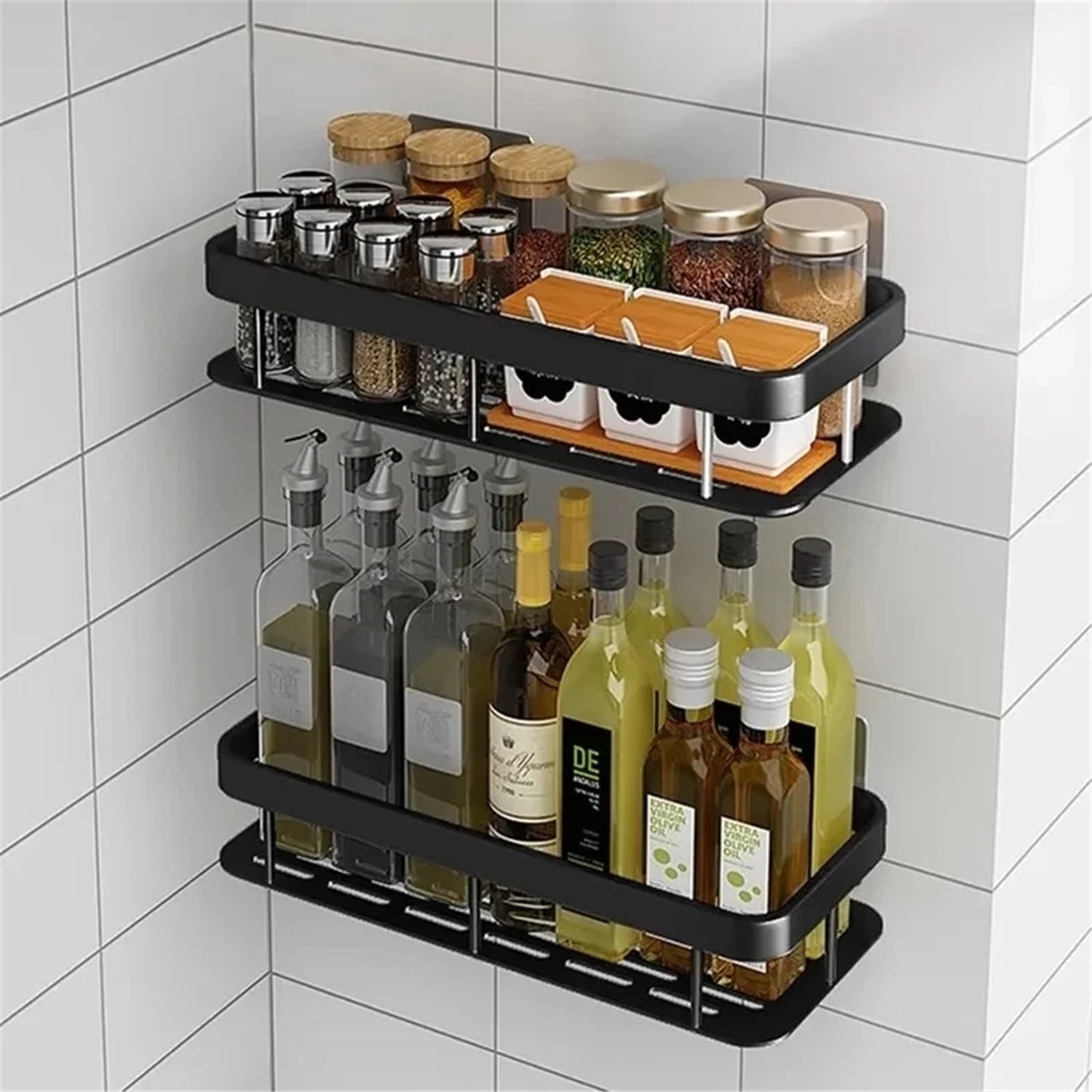 TETOU 2pcs Shower Caddy Adhesive Shower Organizer for Bathroom Kitchen No Drilling Large Capacity Shower Shelf for Inside Bathroom Accessories