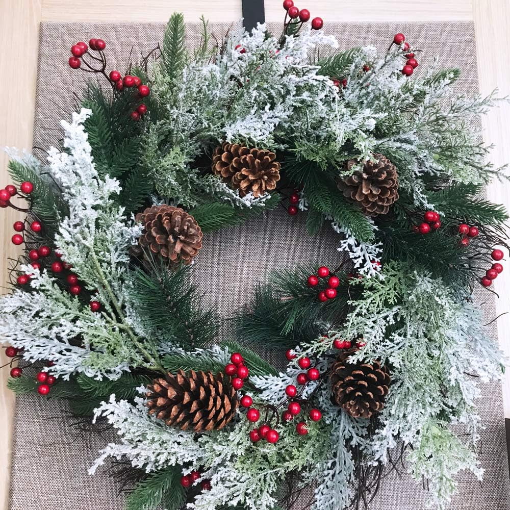 TETOU 6Pcs Snowy Artificial Cedar Picks Stems, 18.5" Frosted Faux Christmas Cedar Spray Greenery Branches for Holiday Season Floral Arrangement Centerpiece Winter Wedding Decorations