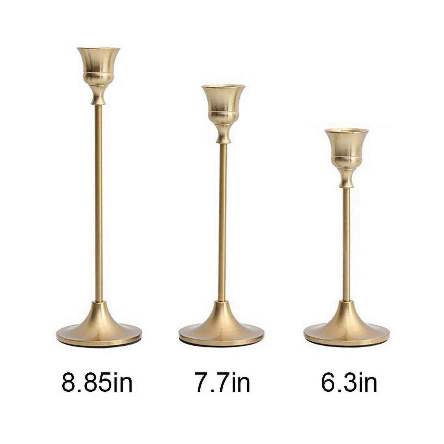 TETOU Candlestick Holders Set of 3 Taper Goblet Brass Gold Candle Holders Fireplace Party Wedding Dining Decor