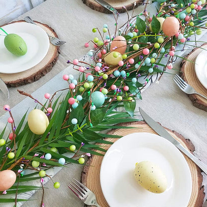 TETOU 6 FT Easter Egg and Mixed Berry Garland, Hanging Rustic Pastel Spring Easter Decor,Artificial Easter Garland for Indoor Outdoor Home Fireplace Party Door Decoration