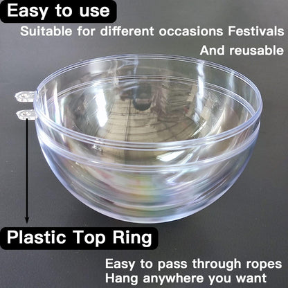 TETOU 10Pcs Christmas Ornaments Balls, 60mm Clear Plastic Fillable Ornament for Crafts, Clear Acrylic DIY Ornaments for Christmas Tree Holiday Wedding Party Home Hanging Decor