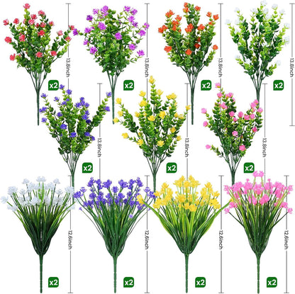 TETOU 22pcs Artificial Plants Outdoor, Artificial Fake Faux Flowers for Indoor Home Front Porch Pot Hanging Decoration