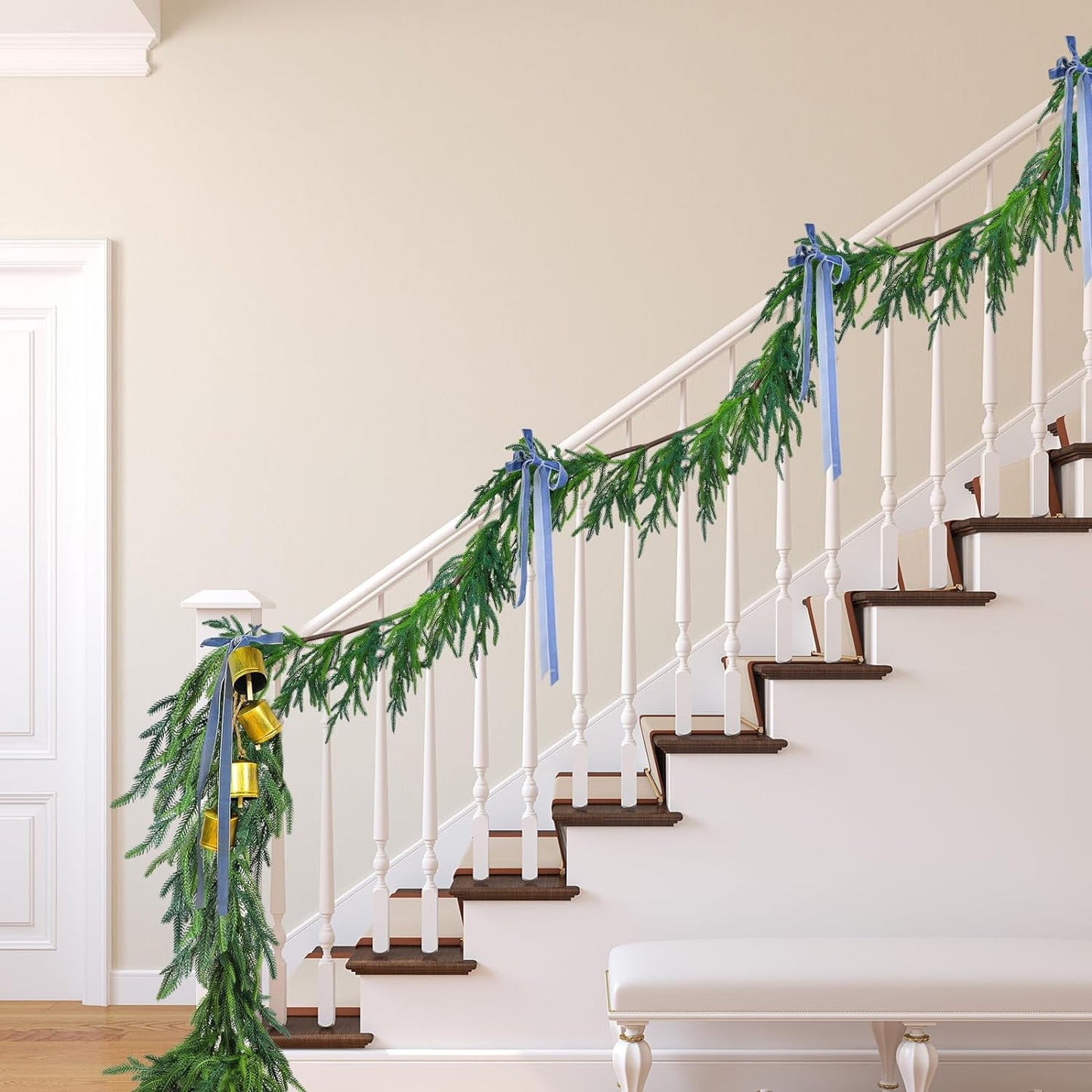 TETOU 6ft Christmas Garlands Norfolk Pine Garland Greenery Pine Garland for Indoor Holiday Decor