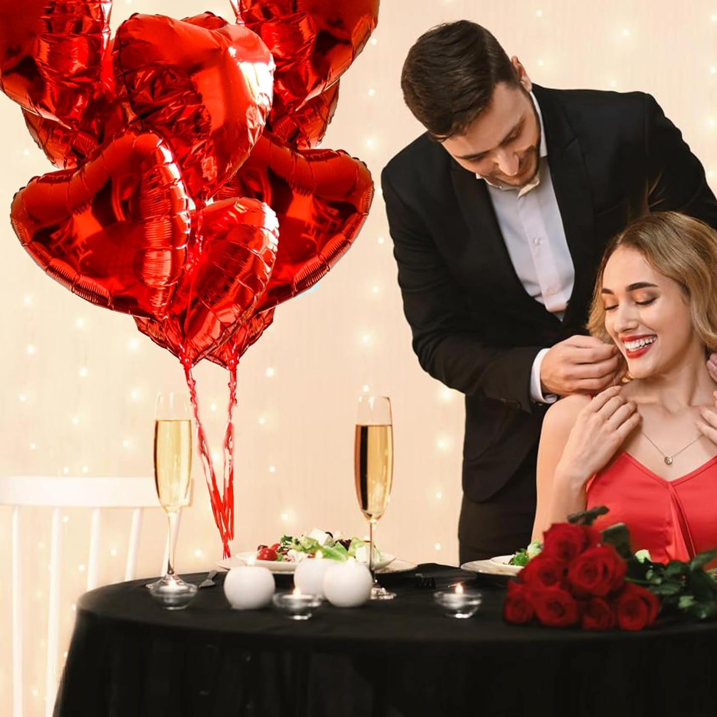 TETOU 25pcs Heart Shape Balloon Foil Mylar Balloons Red 18" Valentine's Day Birthday Wedding Balloon Decor