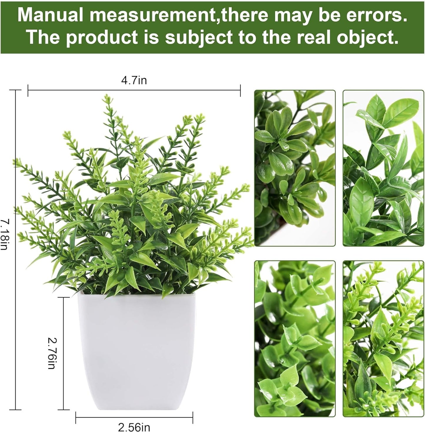 TETOU 4Pcs Artificial Plants Indoor Potted Eucalyptus Artificial Greenery Small Potted Plants for Home Decor