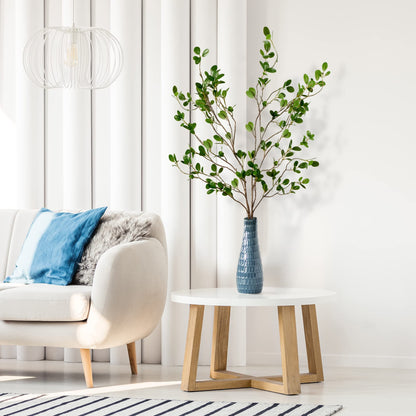 TETOU 4pcs Artificial Ficus Branches 43" Faux Leaf Spray Green Eucalytus Greenery Stems Home Office Vase Filler Decor