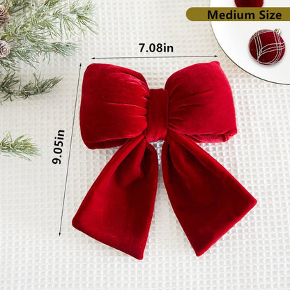 TETOU 1pc Christmas Tree Bows,7.08 * 9.05inches Red Velvet Bow Xmas Tree Topper for Christmas Wreath Garland Gift Wrapping Crafts Wedding Party Decoration