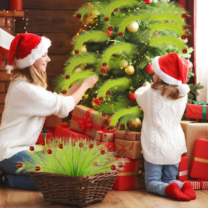 TETOU 16 Pcs Christmas Tree Topper,17'' Red Green Curly Stems Christmas Tree Ornaments for Christmas Tree Home Office Wreath Craft Decorations