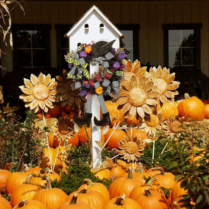 TETOU Halloween Wreaths for Front Door, 27" Witch Wreath Halloween Costumes, Autumn Door Wreath Witch's Hat and Legs Pumpkin Hallowe'en Indoor & Outdoor Wall Decor
