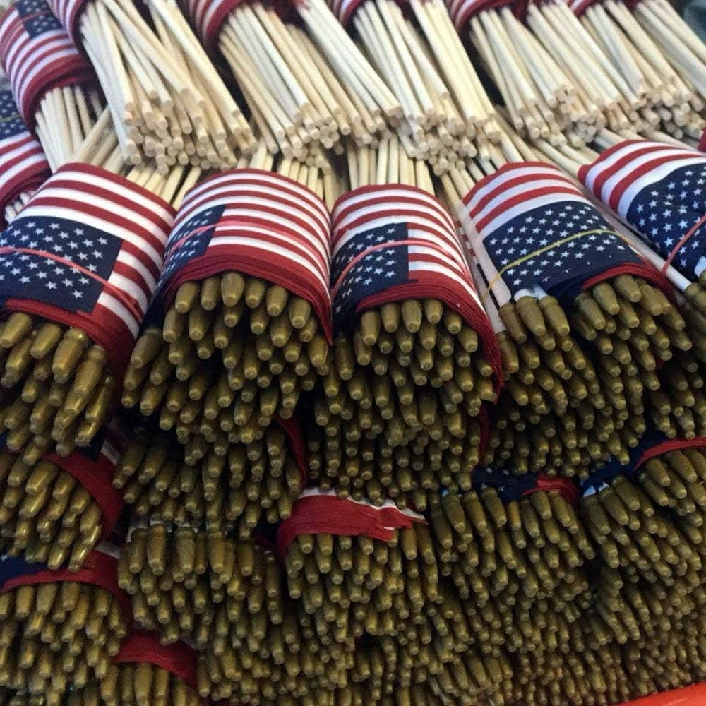 TETOU 50 Pack Small American Flags on Stick,4x6 Inch Small US Flags/Mini American Flags for Outside,American Hand Held Stick Flags for 4th of July Memorial day Patriotic Veterans Decoration