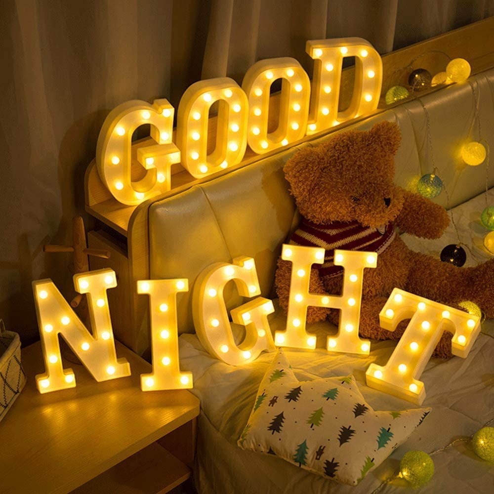 TETOU LED Letter Lights Luminous Letters Sign Home Decor for Wedding Birthday Party Christmas Battery Powered Decoration (A)