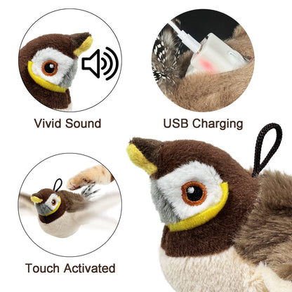TETOU Cat Toys for Indoor Cats,Flapping Bird Rechargeable Touch Activated Toy Interactive Kitten Exercise Toy Cat Kicker Catnip Toys (No Flying)