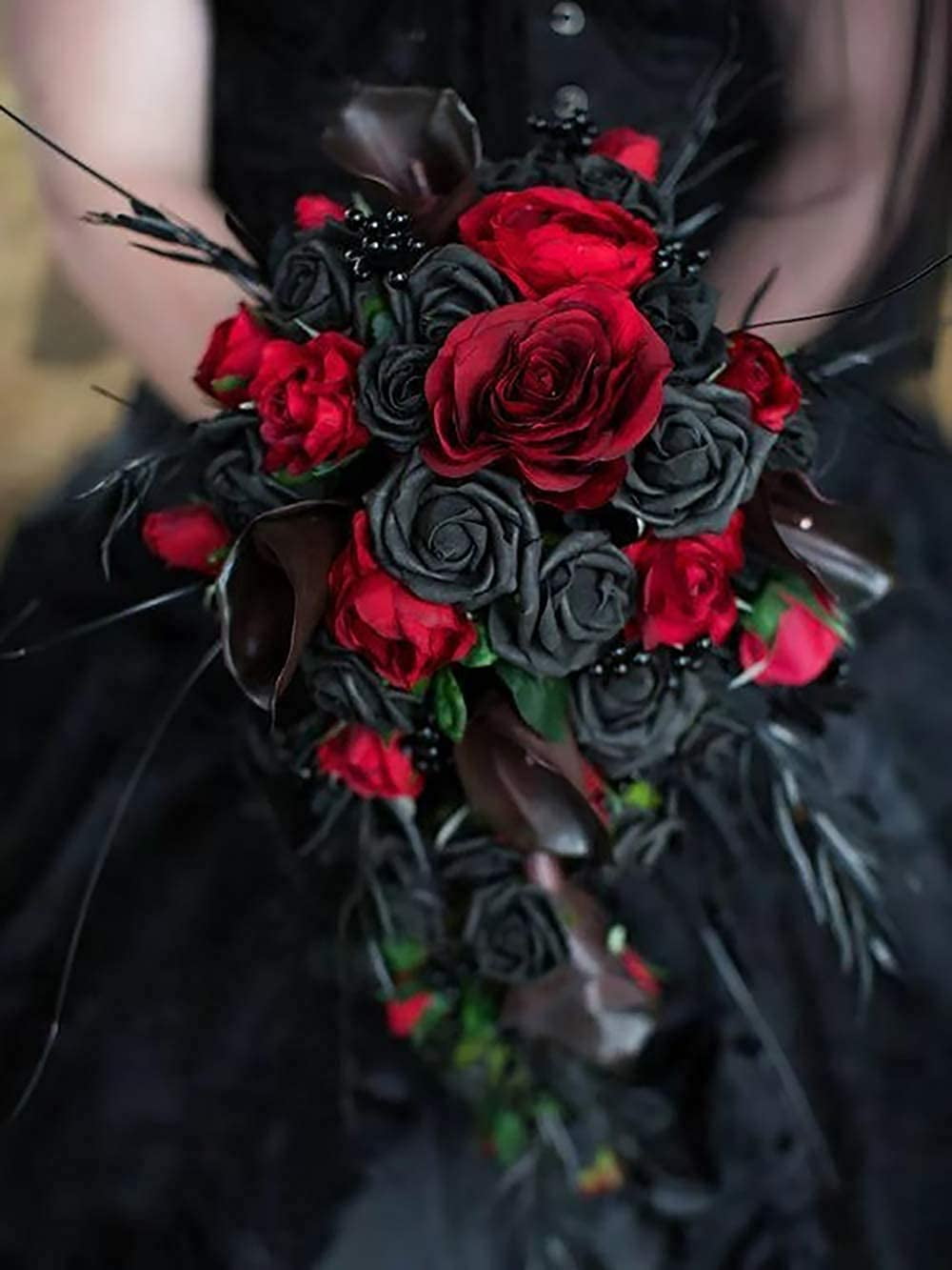 TETOU 12pcs Artificial Rose Flower Silk Fake Roses Real Touch for Party Wedding Centerpiece Bouquet Decor - Wine Red