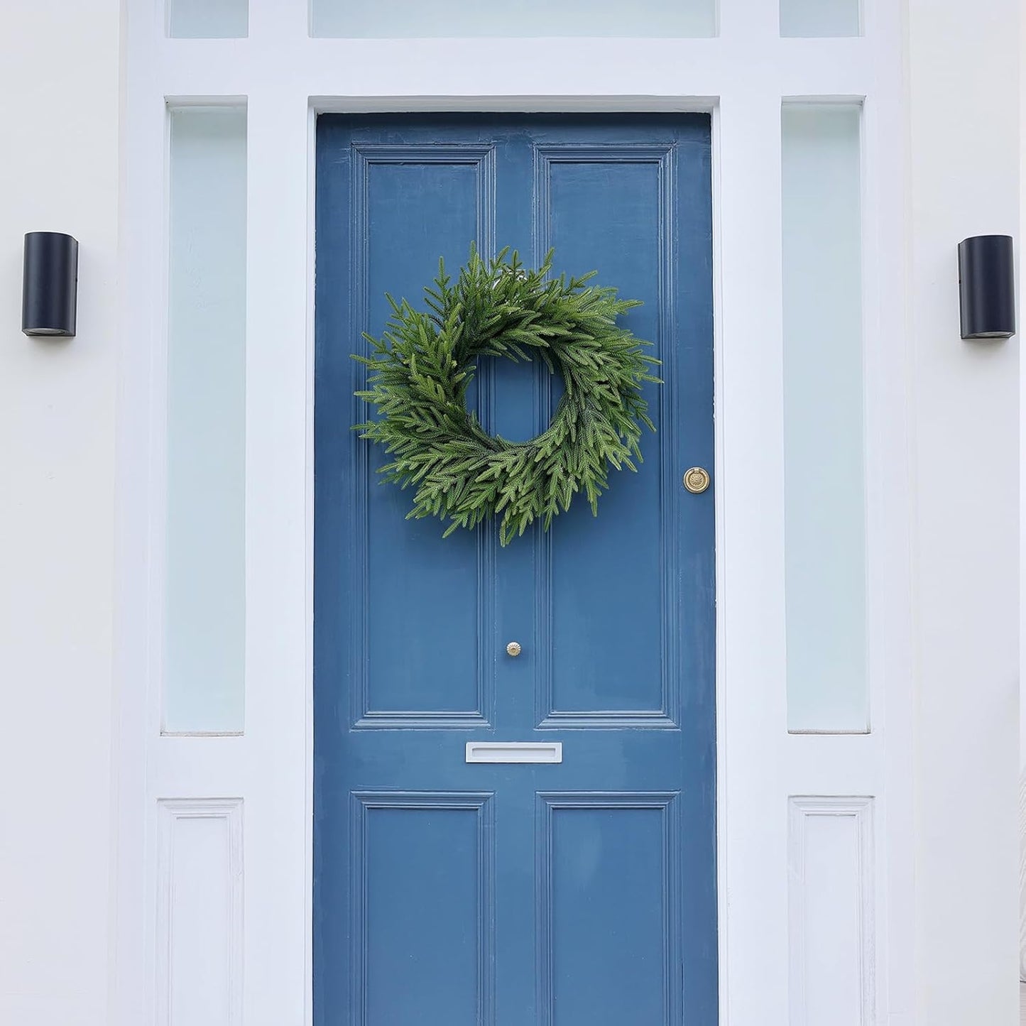 GUISANTO 24" Norfolk Pine Wreath for Front Door, Artificial Christmas Wreath Faux Pine Green Wreath for Wall Windows Mantle Outdoor Outside Christmas Decoration