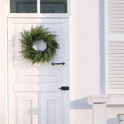 GUISANTO 24" Norfolk Pine Wreath for Front Door, Artificial Christmas Wreath Faux Pine Green Wreath for Wall Windows Mantle Outdoor Outside Christmas Decoration