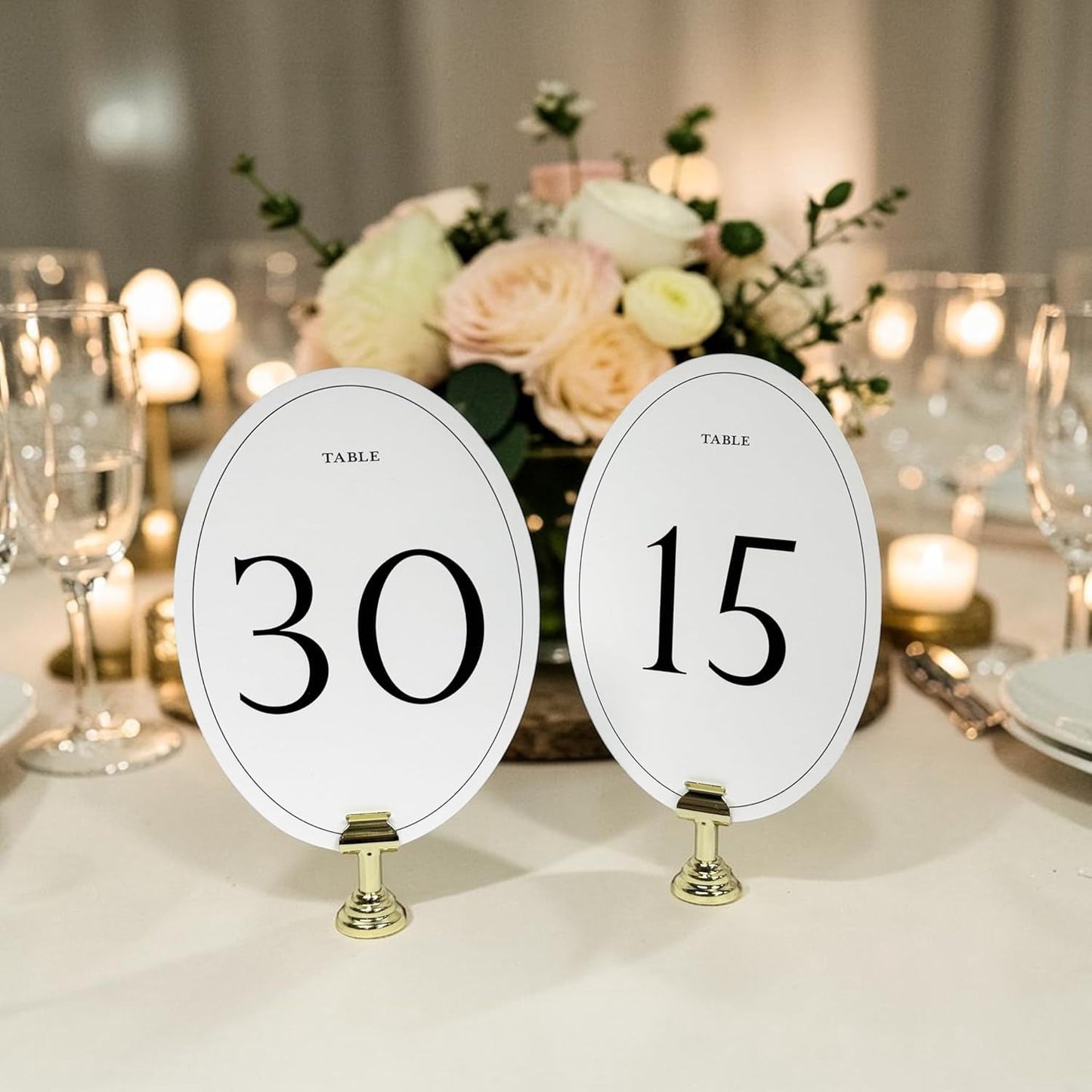 TETOU Table Numbers 1-30, 5 x 7" Wedding Oval Table Numbers for Wedding Valentines Party Reception Banquet Events Decoration