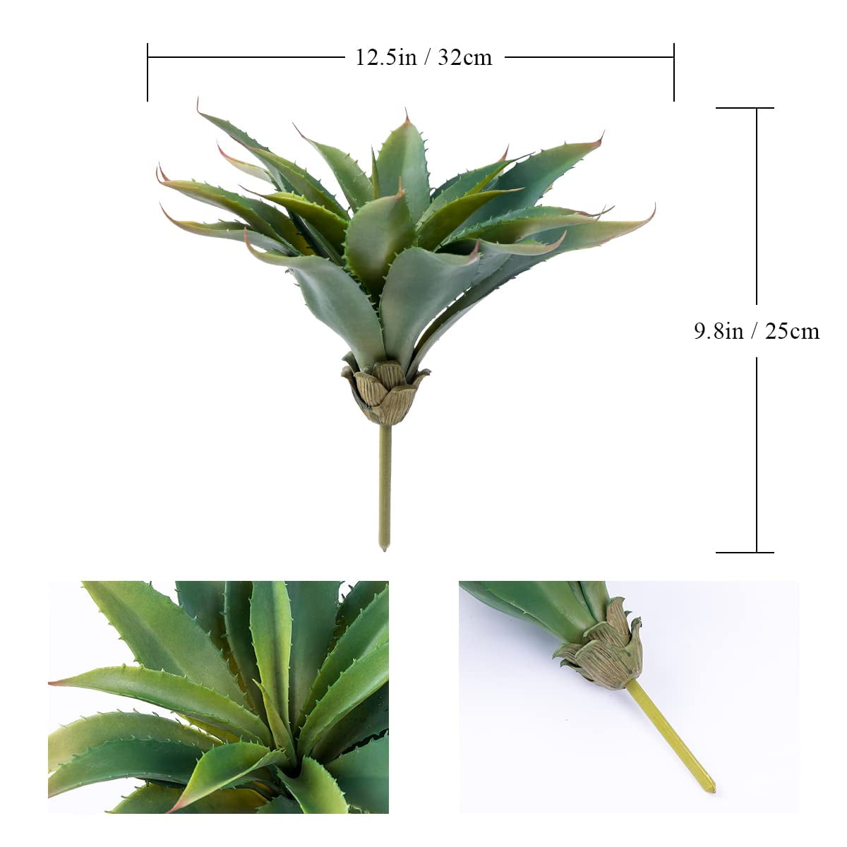 TETOU Succulents Plants Artificial Aloe Plant 12.5" Large Unpotted Real Fake Succulents Home Greenery Decor