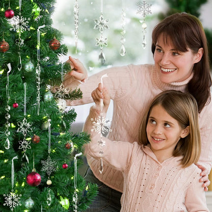 TETOU 20Pcs Christmas Decoration Crystal Ornaments, Hanging Acrylic Christmas Snowflake Icicle Drop Crystal Ornaments for Christmas Tree Winter New Year Party Decoration