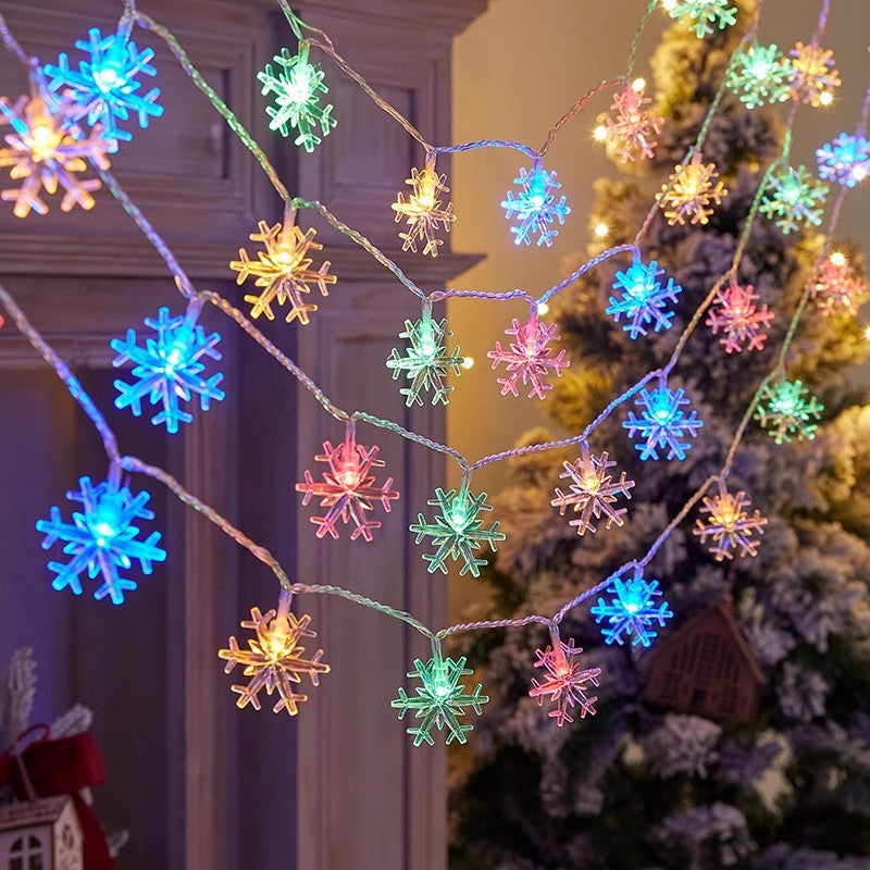 TETOU Christmas Decorations Lights,20 Ft 40 LED Snowflake String Lights Battery Operated Fairy Lights for Bedroom Room Party Home Xmas Tree Indoor Outdoor Decorations (Multi)