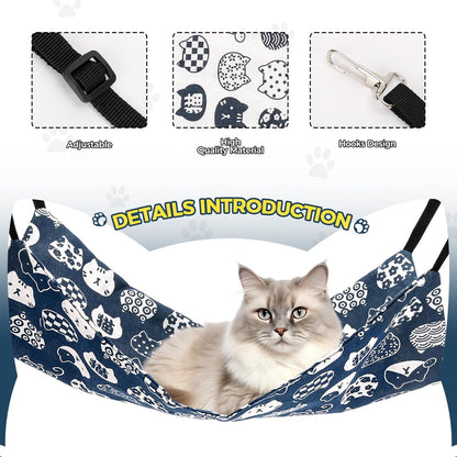 TETOU 2pcs Cat Hammock, 22.8*11.89In Large Pet Hammock Bed Adjustable Soft Sleeping Hammock for Cage Hanging Reversible Cats Puppy Small Animals