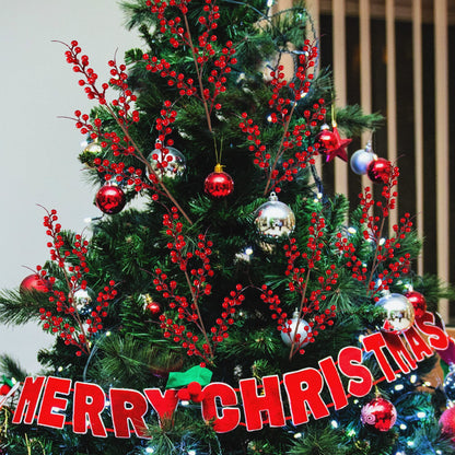 TETOU 6pcs Christmas Berry Stems Artificial Red Berries Holly Branches 24.4in Floral Arrangements Christmas Tree Decor